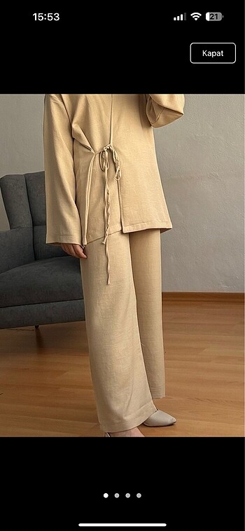 Krem renk kimono takım