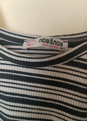 Noa&Noa Çizgili Gri Kısa Crop Top