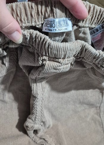 HelloBaby Erkek Çocuk Bej Bol Kesim Keten Pantolon