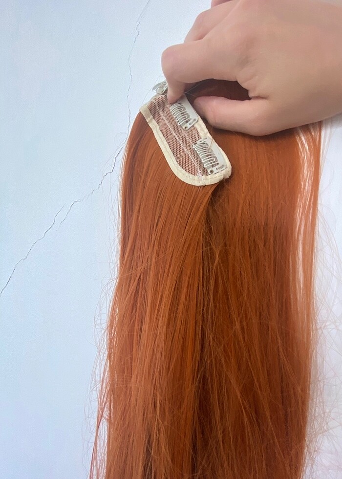 Bakır Düz Uzun Yarım Ay Takma Saç - Görsel 2