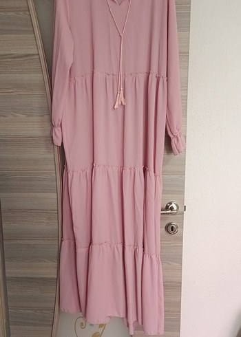 Diğer Püsküllü Pembe Bohem Uzun Elbise