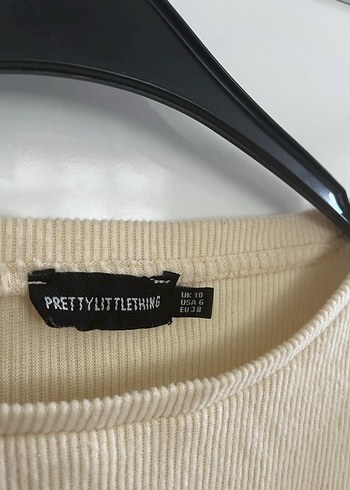 xs Beden Bej Uzun Kollu Kadın Crop Top
