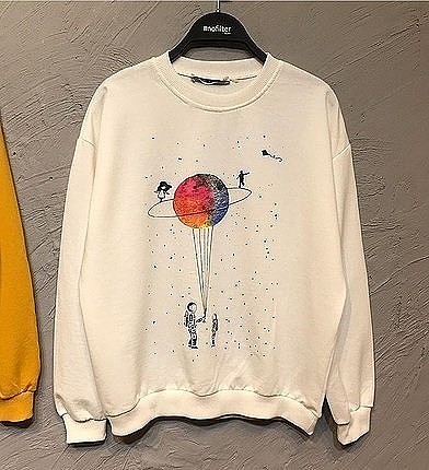 uzay desen ve haki sweatshirt 