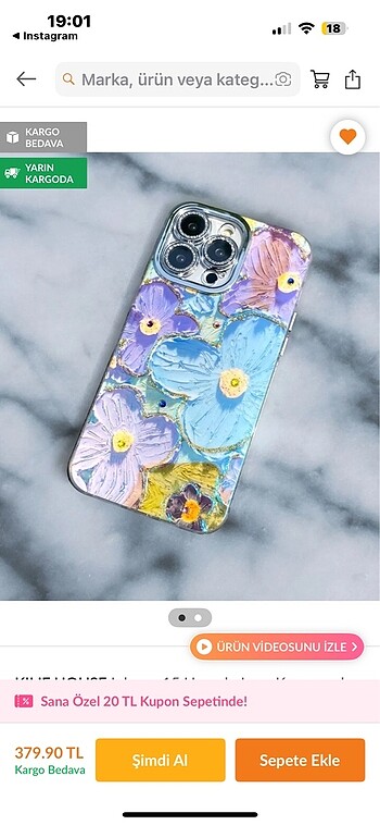 Iphone 15 çiçekli kılıf