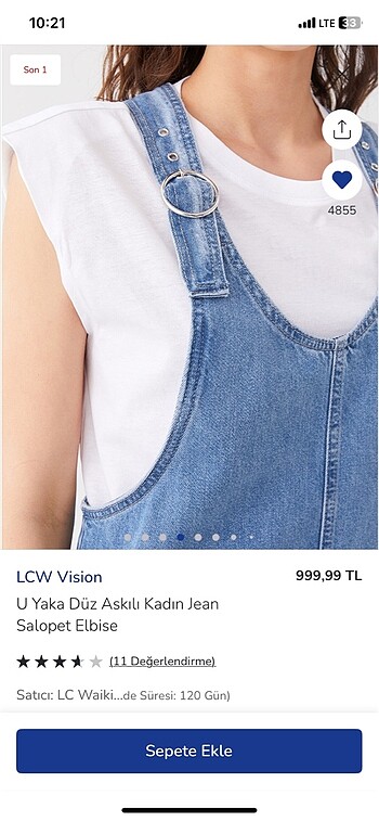 xl Beden mavi Renk LCW KOT SALOPET ELBİSE