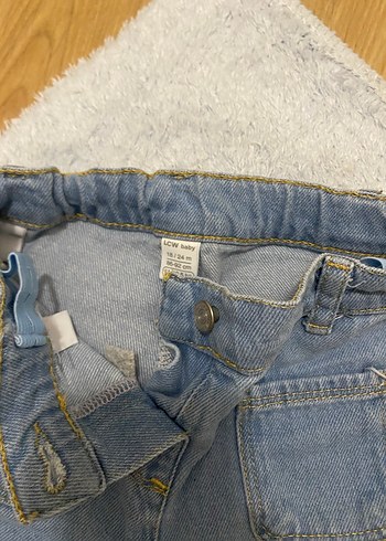 18-24 Ay Beden mavi Renk Beli ayarlanabilir bol paça yumuşak Kız çocuk Denim Pantolon
