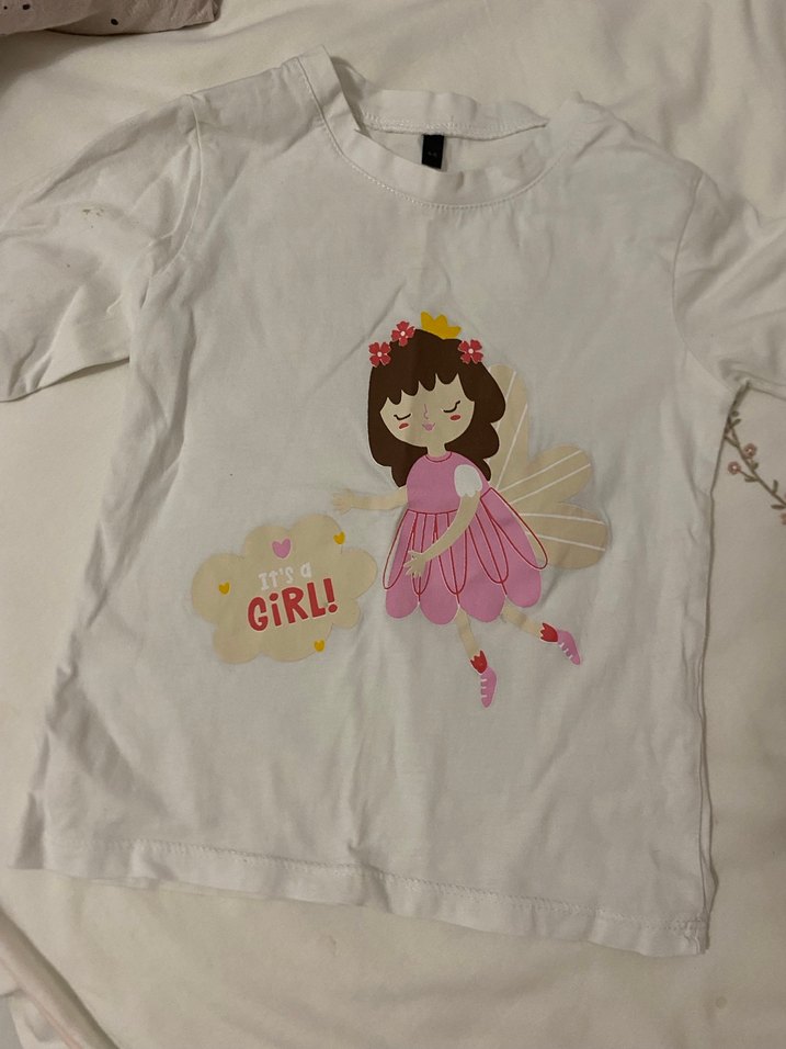 Pembe ve beyaz  Uzun Kollu Kız Tişörtü 2 li - Görsel 2