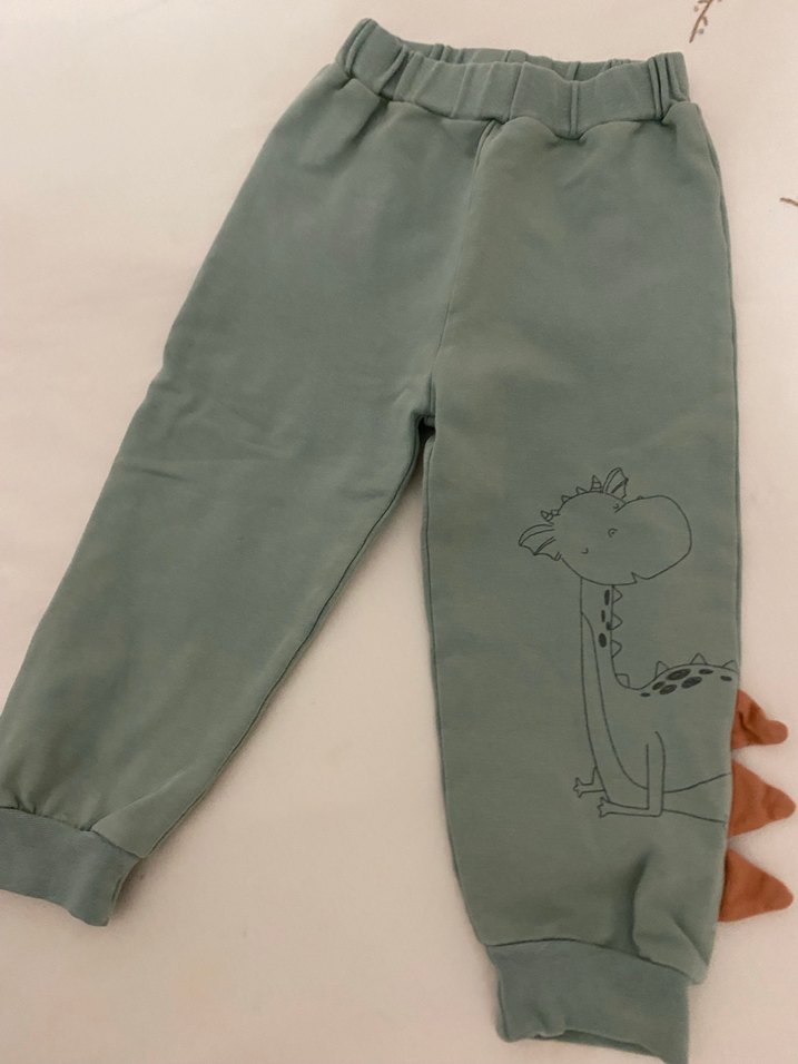 Yeşil dinozor Baskılı Erkek bebek Eşofman - Görsel 2