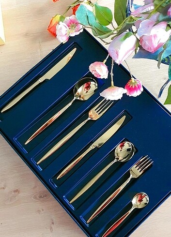 Beden 42 parca gold catal bicak takimi