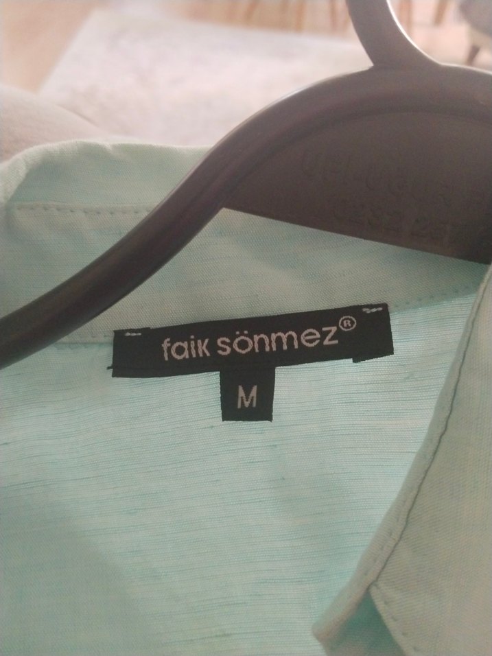 Nakışlı Beyaz Keten Gömlek - Görsel 3