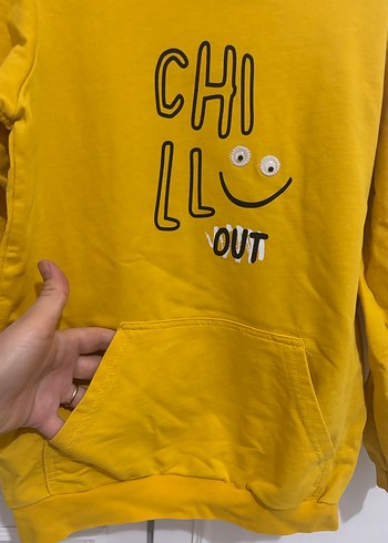 8.9 yaş Sarı Kapüşonlu Sweatshirt - Görsel 4