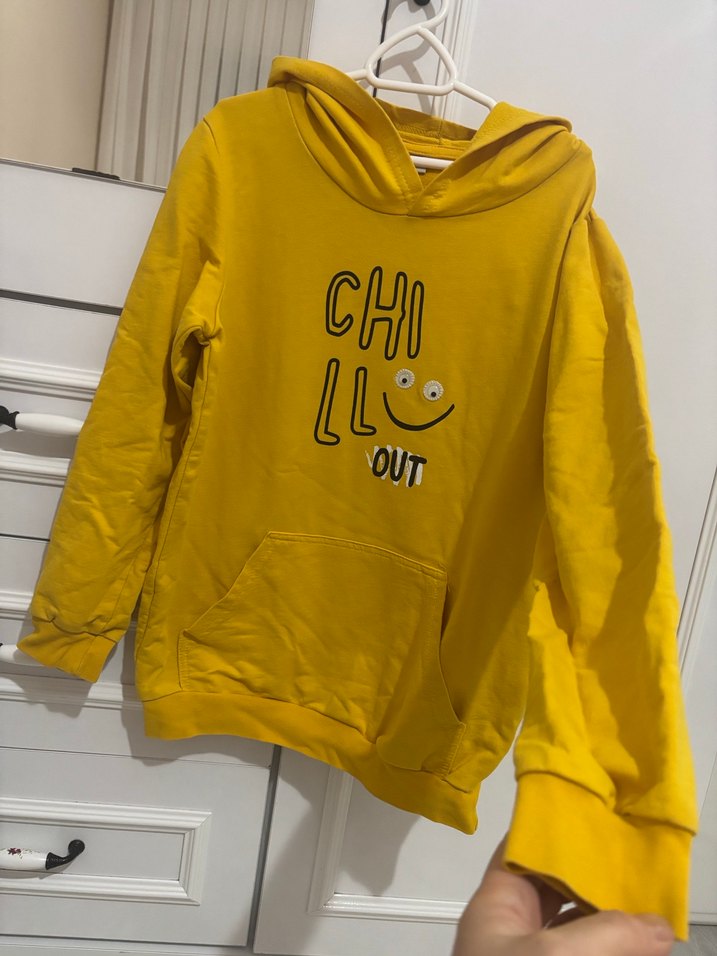 8.9 yaş Sarı Kapüşonlu Sweatshirt - Görsel 2