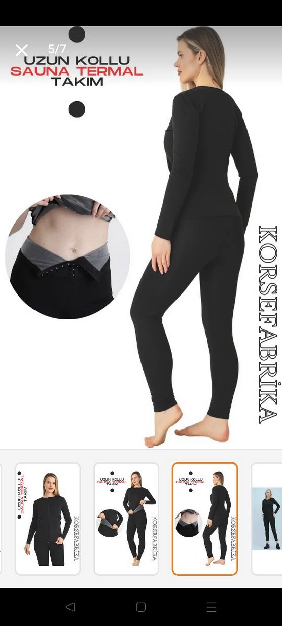 Siyah Fermuarlı V Yaka Uzun Kollu Kadın Aktif Giyim Takım - Görsel 2