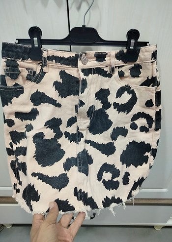 Bershka Kahverengi Tie-Dye Mini Etek
