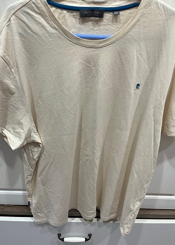 Bej Pamuklu Erkek Tişört, Kısa Kollu, Salaş Kesim - Görsel 2