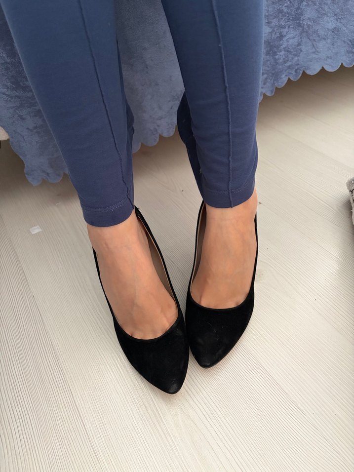 Siyah Süet Stiletto Topuklu Kadın Ayakkabı - Görsel 3