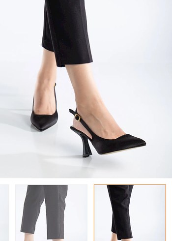 Ayakkabı dünyası Siyah saten stiletto