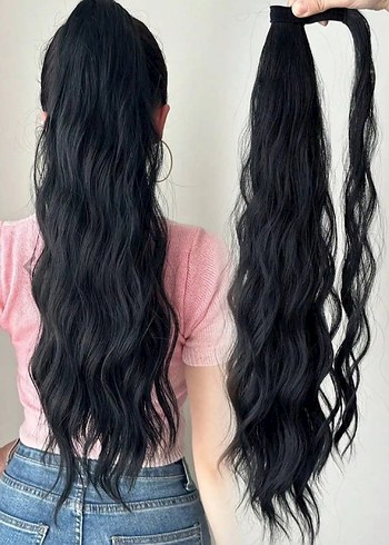 PREMIRUM DOĞAL GÖRÜNÜM AT KUYRUĞU SAÇ SİYAH - Görsel 2