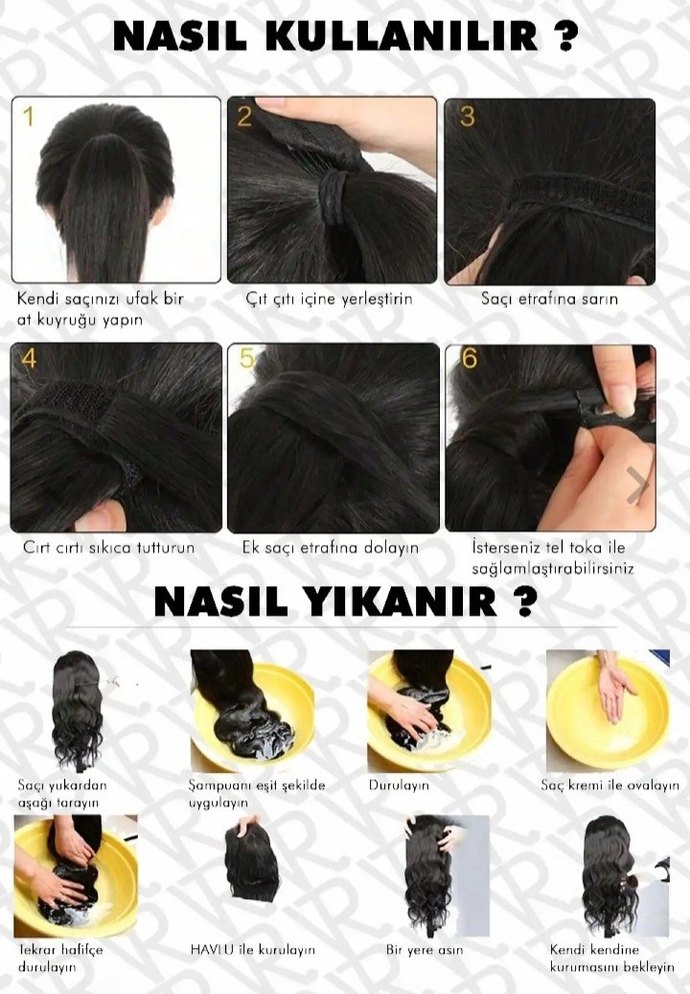 PREMIRUM DOĞAL GÖRÜNÜM AT KUYRUĞU SAÇ SİYAH - Görsel 4