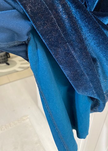 Zara Kız Çocuk Mavi Süet Kısa Kollu Elbise