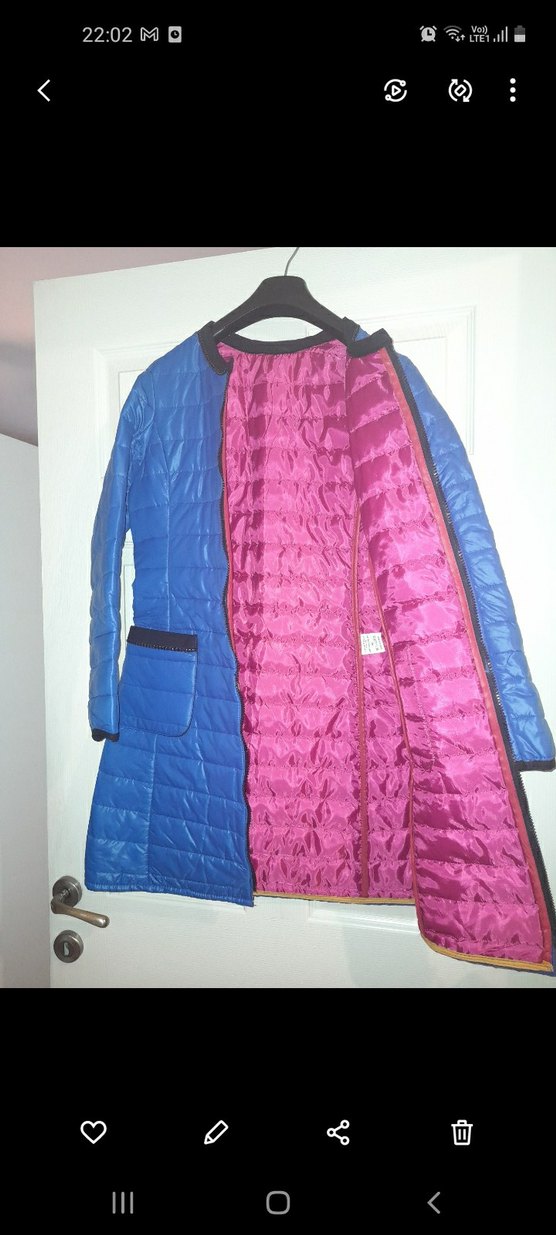 Uzun Mavi Kadın Kışlık Mont - Görsel 2