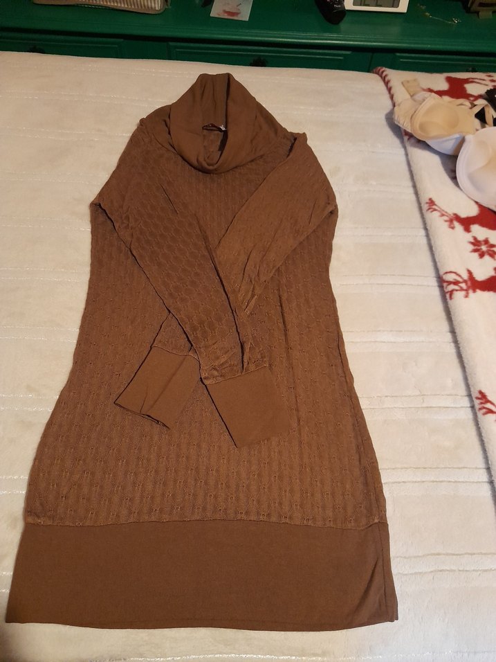 Kahverengi Bohem Örgü Kadın Kazak - Görsel 2