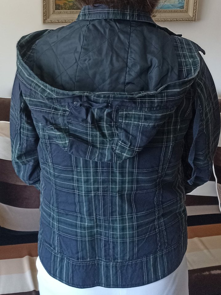 Düğmeli Lacivert Ekose Denim Ceket - Görsel 2