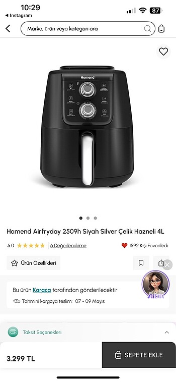 Beden Renk Homend airfryday airfryer