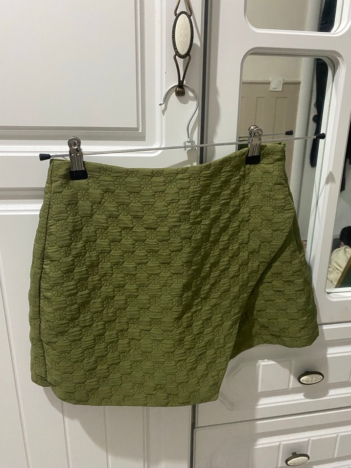 Yeşil Keten Mini Kadın Takım - Görsel 3