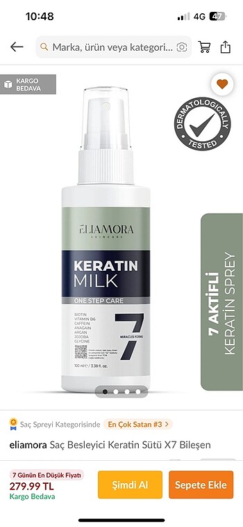 Saç süt keratin bakım