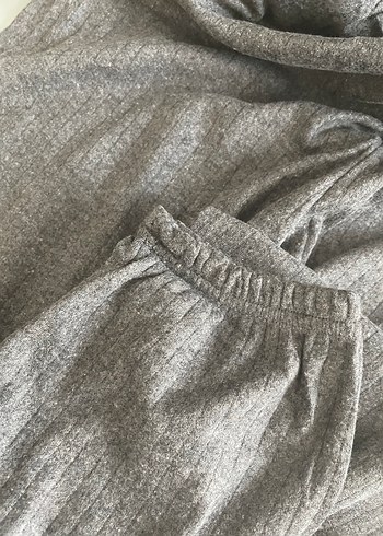 Gri Çizgili Ayıcık Desenli Pijama takımı - Görsel 2