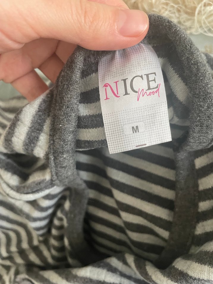 Gri Çizgili Ayıcık Desenli  Pijama takımı - Görsel 3