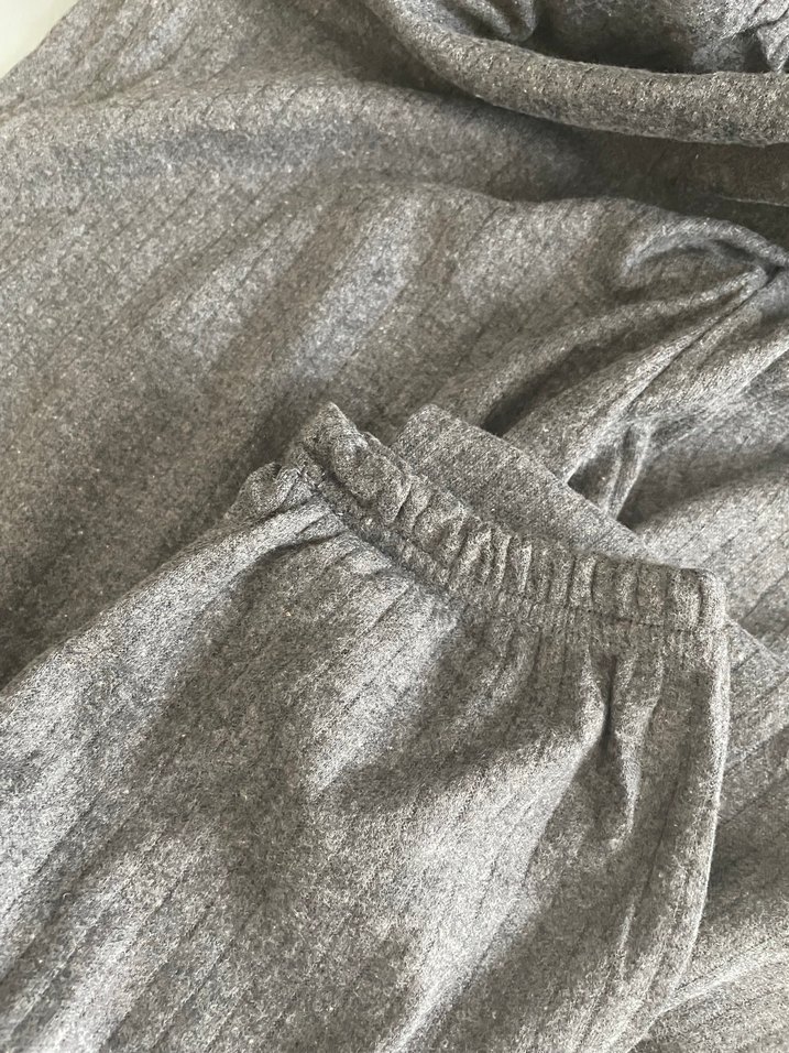 Gri Çizgili Ayıcık Desenli  Pijama takımı - Görsel 2