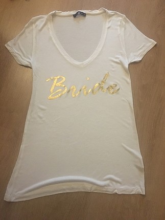 34 Beden beyaz Renk Bride tshirt