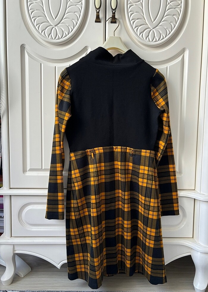 Şık Ekose Elbise - Görsel 4