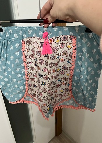 Püsküllü Çok Renkli Bohem Mini Şort - Görsel 5