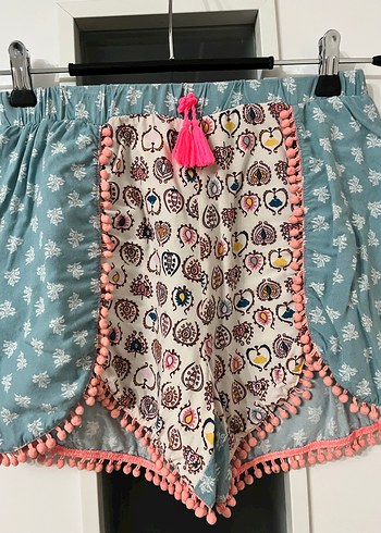 Püsküllü Çok Renkli Bohem Mini Şort - Görsel 2