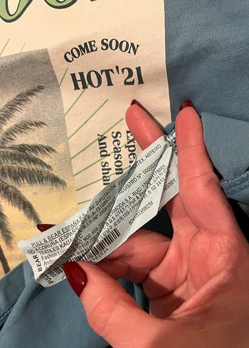 Pull & Bear Mavi Ideal Mood Grafik Baskılı Oversize T-shirt - Görsel 6