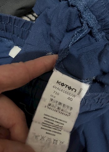 Indigo Mavi Tiril Tiril Viskon Pantolon (Lastikli/Belli - Görsel 2