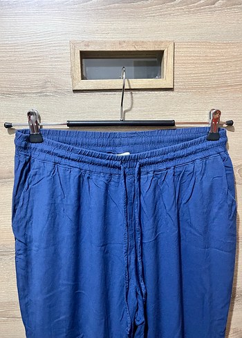 Indigo Mavi Tiril Tiril Viskon Pantolon (Lastikli/Belli - Görsel 4