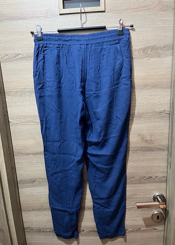 Indigo Mavi Tiril Tiril Viskon Pantolon (Lastikli/Belli - Görsel 3