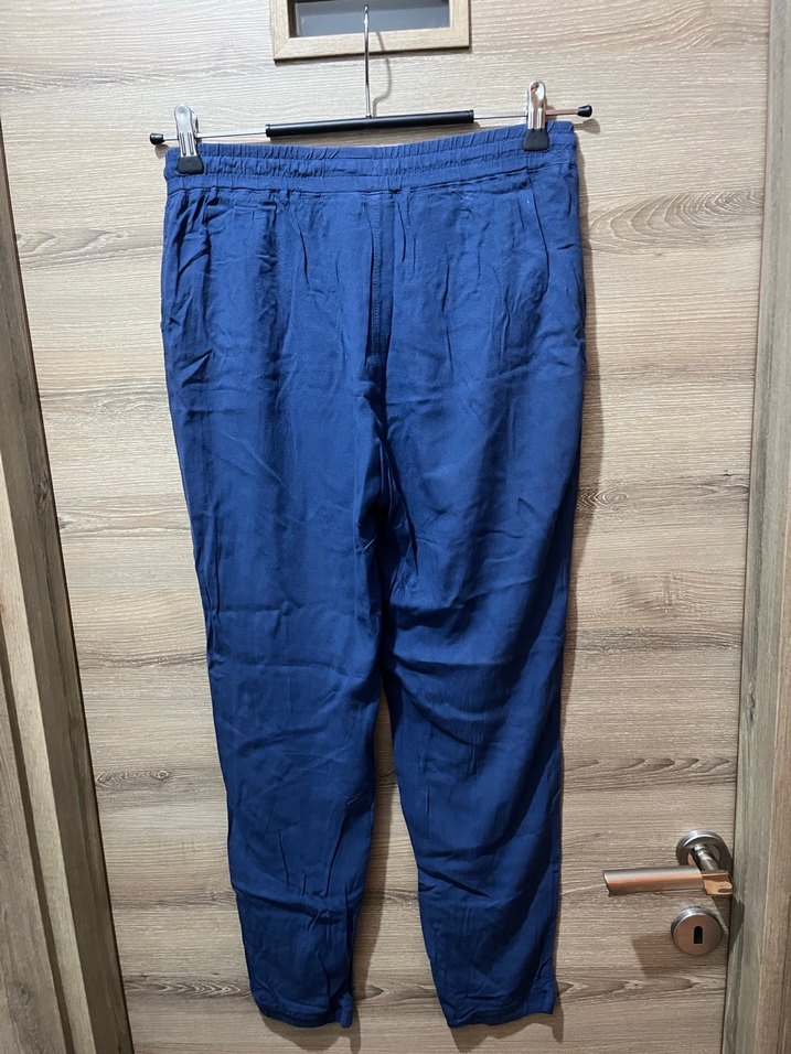 Indigo Mavi Tiril Tiril Viskon Pantolon (Lastikli/Belli - Görsel 3