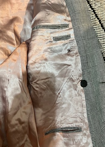 Gri Kareli Kruvaze Ceket - Görsel 7