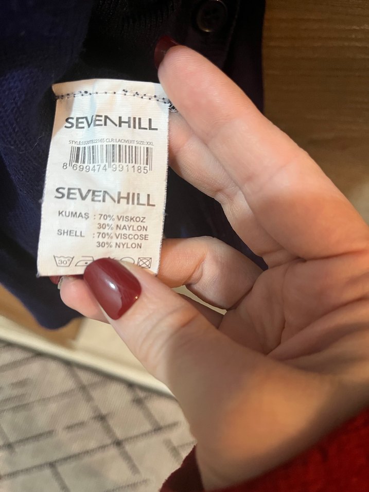 Lacivert V Yakalı Düğmeli Kadın Hırka - Görsel 4