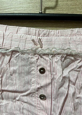 Pembe Çizgili Dantel Detaylı Kadın Boxer - Görsel 2