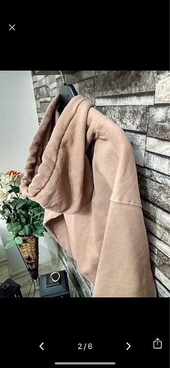 m Beden camel Renk Şardonlu kapşonlu sweatshirt