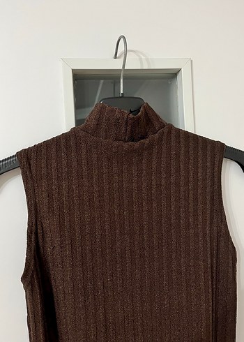 American Vintage Kahverengi Boğazlı Örgü Kadın çıtçıtlı bluz