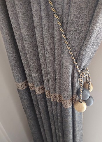 Nakışlı Gri Perde - Görsel 2