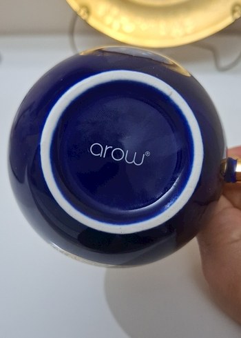 Koyu Mavi Altın Kulplu Seramik Fincan - Görsel 2