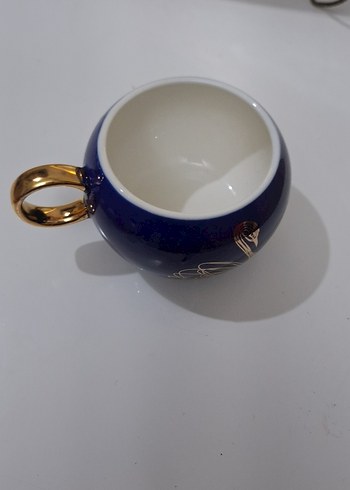 Koyu Mavi Altın Kulplu Seramik Fincan - Görsel 4